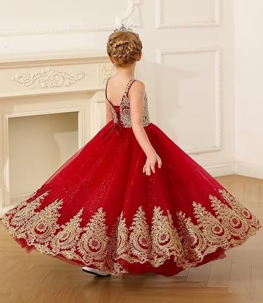 Flower Girl Dresses for Wedding Pageant Dresses for Girls Tulle Applique Prom Ball Gowns3