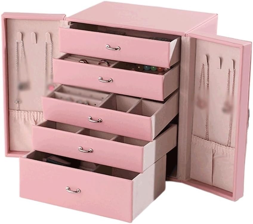 Large Capacity Portable Jewelry Storage Box Rings Earrings Handheld with Lock image 2