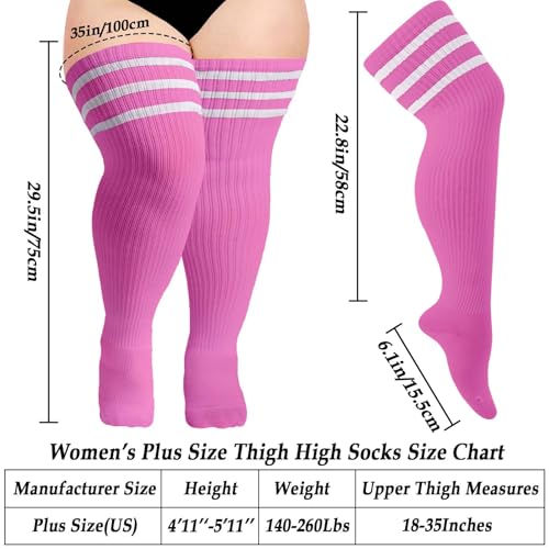 Image of Moon Wood Plus Size Thigh High Socks for Thick Thighs- Womens Knit Cotton Extra Long Over the Knee High Socks Leg Warmer