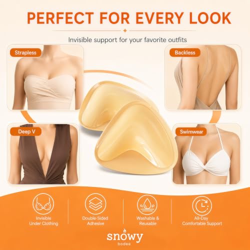 Image of Sticky Bra Inserts Push Up for Women Reusable Stick Bra Double Sided Strapless Waterproof Adhesive Bra Pads