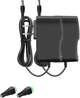 2pcs, JOVNO 12V 1A Power Supply, 100-240V AC to DC 12volt 1amp 12W Adapter 700mA 500mA 400mA Power Cord with 5.5x2.5mm Tip for LED Light Strips, Security Camera System, CCTV, Routers, Speakers, Fans