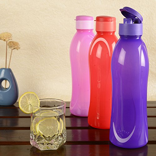 Image of Cello Fresca Flip Polypropylene Bottle, 1 Litre, Red