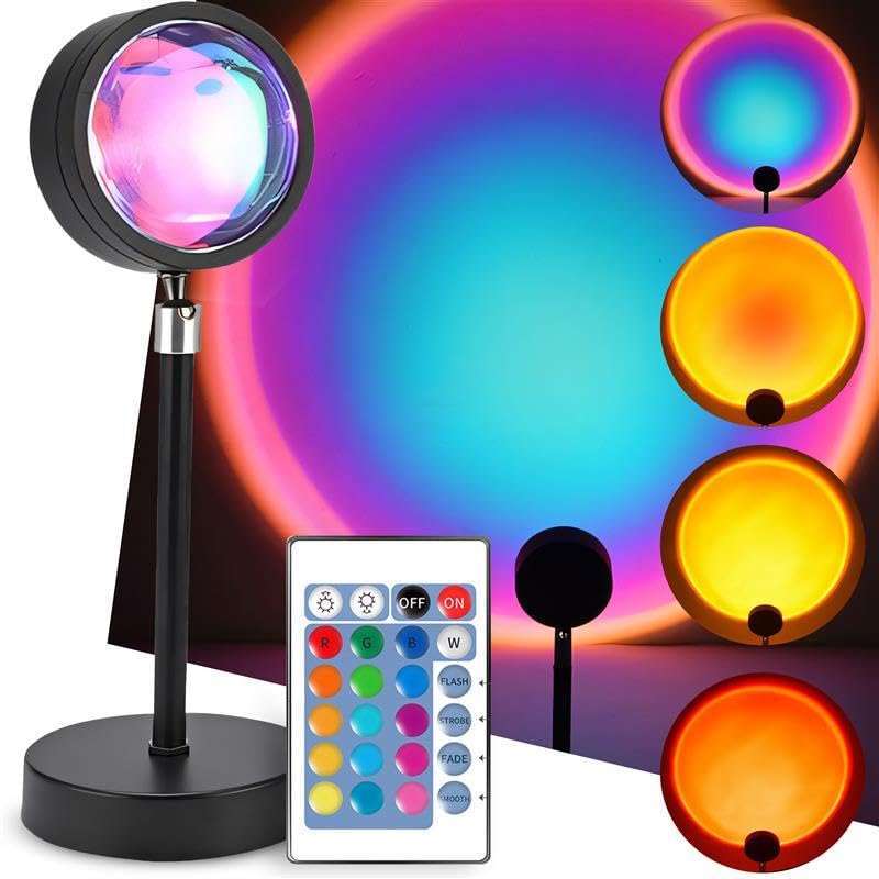Retoo Sunset Lamp RGB, Sonnenuntergang Lampe Ideal für Fotos, Selfies und Wohnraumdekoration, USB Anschluss, Dimmbar Romantische Lamp, Lichter für Selfie Beleuchtung Schlafzimmer Wohnzimmer Party Deko