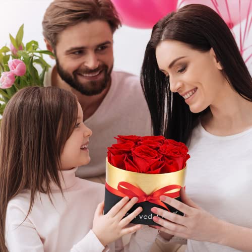 Houele Preserved Roses in a Box, Eternity Roses, Premium Roses, Real Roses That Last a Year and More, Fresh Flowers for Mothers Day, Valentines Day, Anniversary, Birthday, Bridal Gifts (Red: 7 Roses)