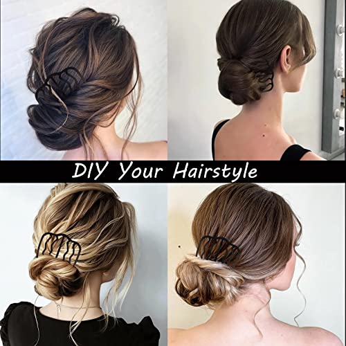 Dazzhues 7 Piece Hair Fork Clip Hair Side Combs Metal Hair Pins U Shape Hair Combs Hair Clip Stick For Updo Bun Diy Hair Tool For Vintage Hairstyle French Hair Accessories (Black) #TOP4