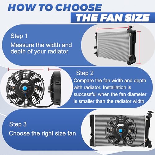 Everestway E009AS0702X2 7 Inch 7 Inch Black Universal Electric Radiator Slim Fan 12V 80W High Performance Cooling Push Pull W/Mounting Kit 2Pcs thumb #4