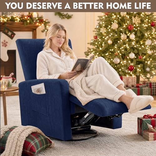 Image of ZNSAYOTX 100% Waterproof Recliner Chair Covers, 3-Piece Stretch Fit Recliner Slipcovers with Buckle & Elastic Band for Lazy Boy, Stay in Place, Soft Plaid Jacquard Protector (Small, Navy Blue)
