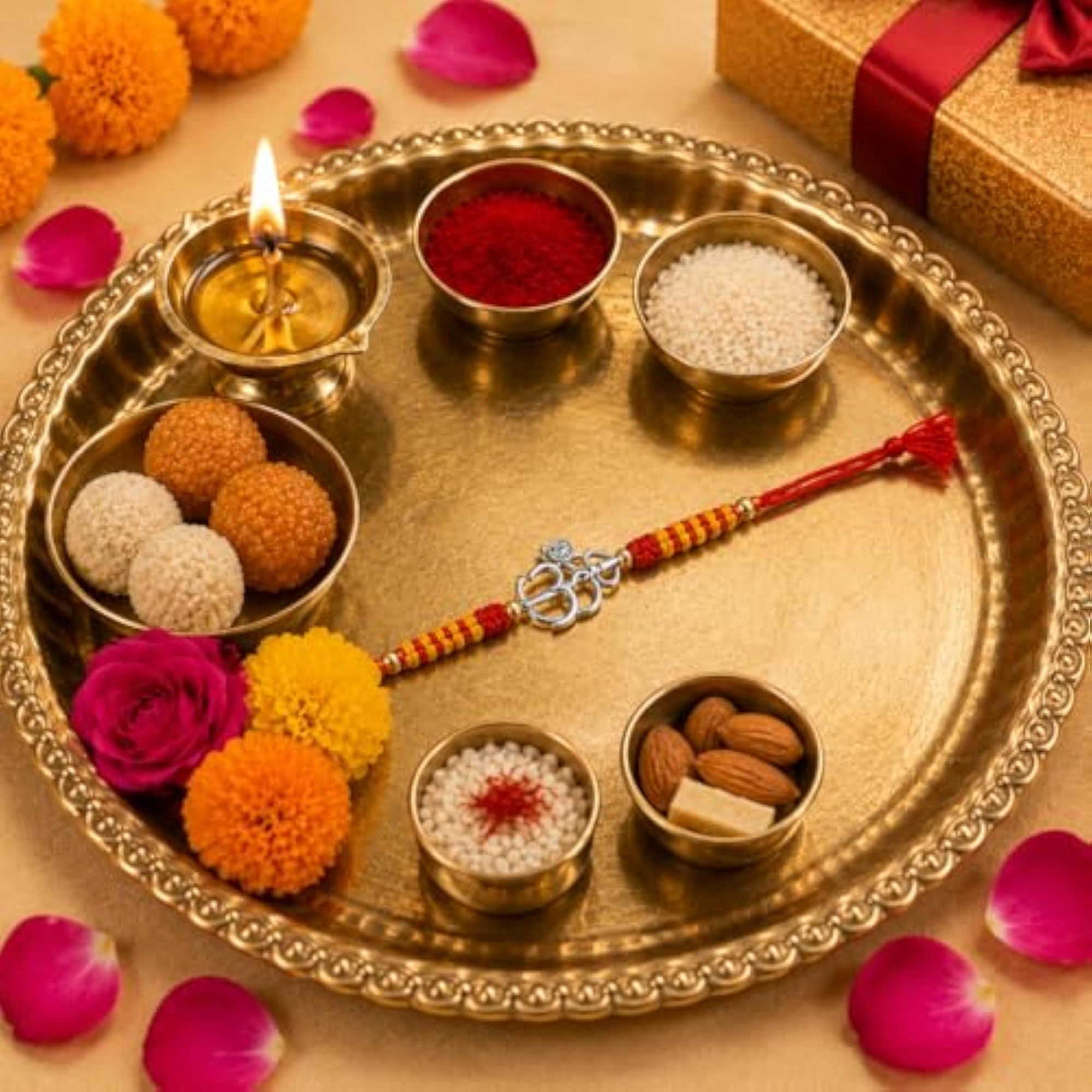 Om Trishul Rakhi Set for Brother and Bhabhi
