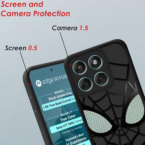 Image of Stylish Spider Back Case Cover Compatible for Motorola Moto Edge 60 Fusion 5G / Moto Edge 60 5G | Spidey Face Mask Case | Soft Silicone | Camera & Full Body Protection | Shock Proof | (Black)