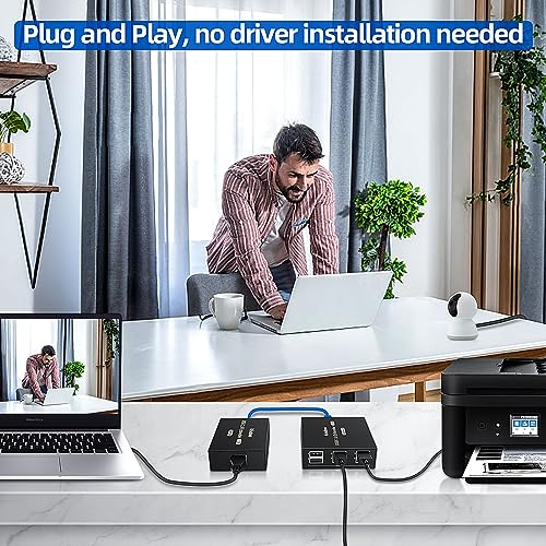 Rallonge USB 2.0 RJ45 Cat6 prolongateur 61m Hub 6 ports 480 Mbps MacOS Android