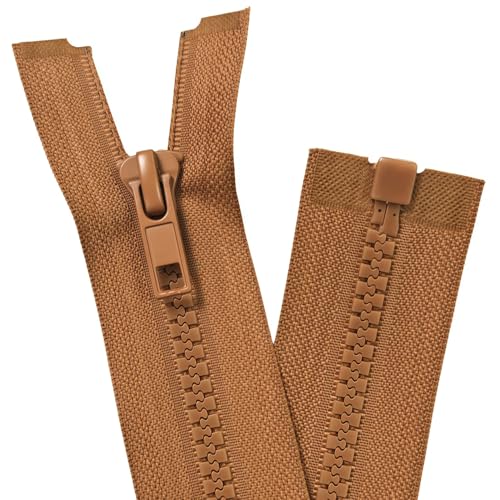 Image of YaHoGa 2PCS #5 30 inch Separating Jacket Zippers for Sewing Coats Jacket Zipper Replacement Plastic Zippers Bulk (30 inch Brown)