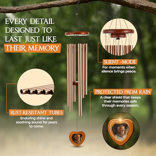 Image of 32 Inch Memorial Wind Chimes Outdoor, Wind Chimes for Loss of Loved One, Memorial Gifts for Loss of Mom, Sympathy Gifts for Mother, Father, Brother, Sister