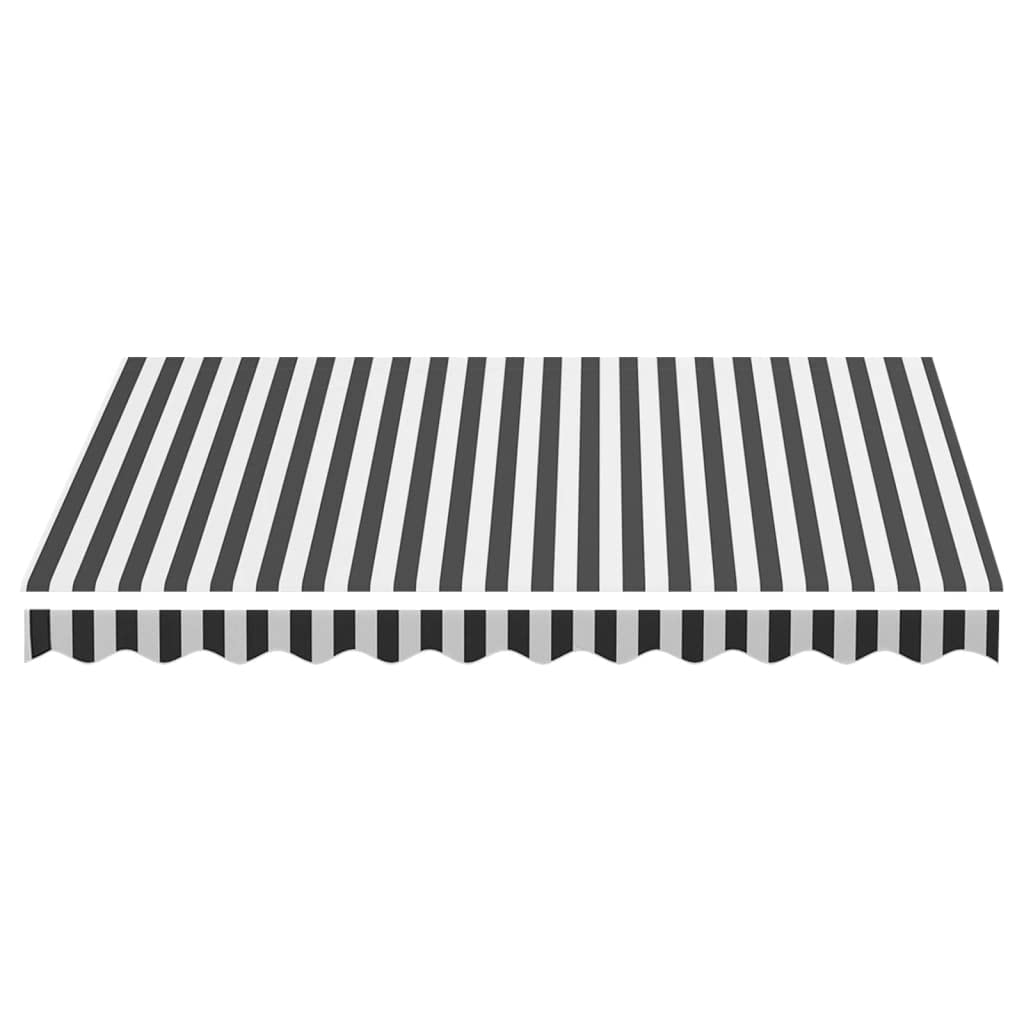 Toile de store de rechange en tissu de rechange pour fenêtre, balcon ou jardin, design léger, résistant aux UV, anthracite et blanc, 280 x 245 cm