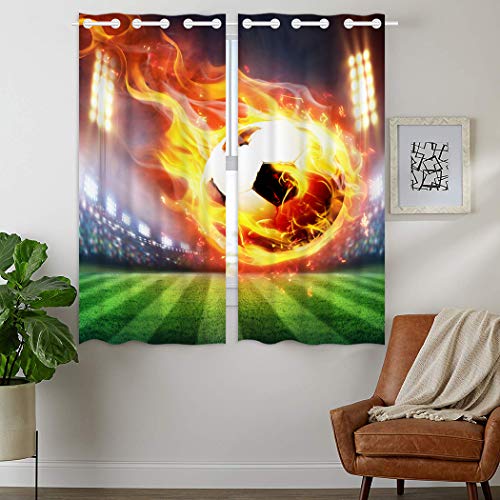 YISUMEI - Gardinen Blickdichter - Stadion Flamme Fußball,160 x 110 cm 2er...