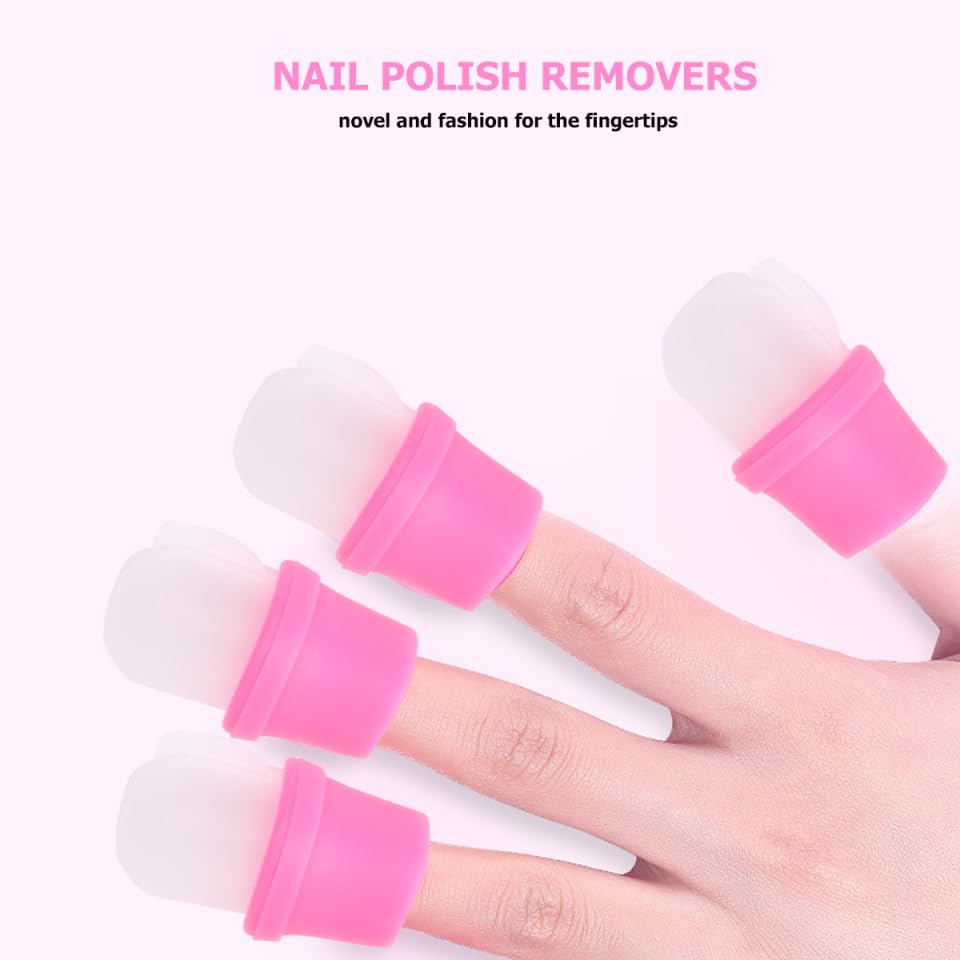 POPETPOP 20Pcs Nail Soaker Covers Reusable Nail Polish Removing Caps for Gel Polish Removal Comfortable Manicure Tools for Home and Salon Use