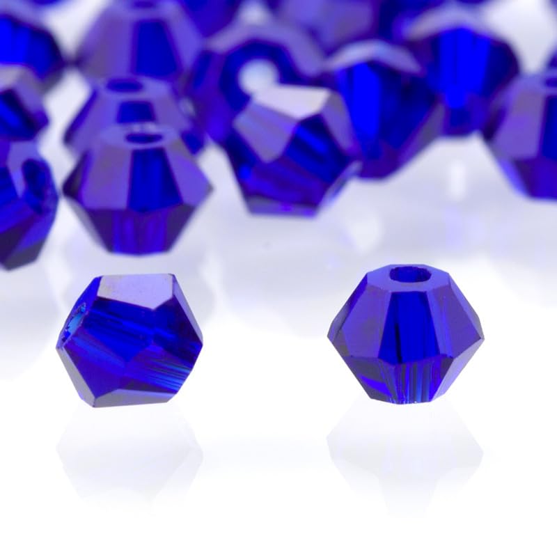 Zestaw wielokolorowych koralików Bicone Crystal Beads - koraliki szklane 3-6 mm do wyrobu biżuterii i projektów rękodzielniczych(Dark Blue,4.0MM about 720PCS)