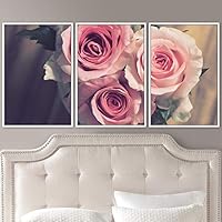 3 Piece Framed Canvas Wall Art Pink Blossom Canvas Prints Home Artwork Decoration for Living Room,Bedroom - 16