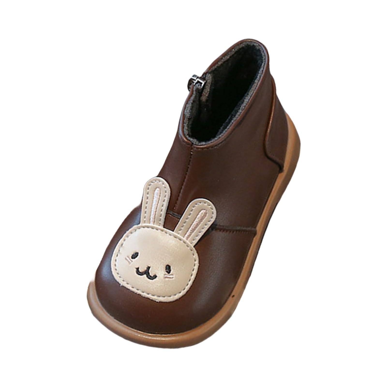 Toddler Boys Girls Leather Boots Baby Side Zipper Ankle Booties Non Slip Walking Shoes Kids Lightweight Casual Boots (Brown, 6.5 Infant)