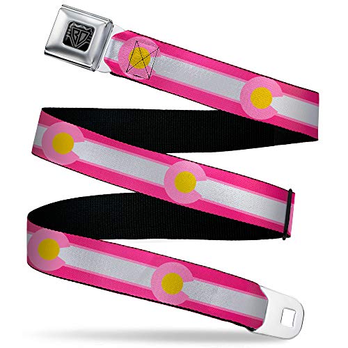 Buckle-Down Cinturón de seguridad para hombre, diseño de banderas Colorado Repeat blanco/rosa claro/amarillo, 2,5 cm de ancho de 20-36 pulgadas