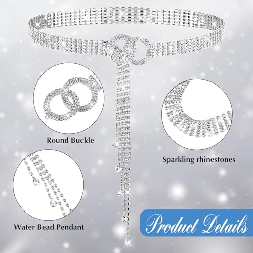 Crystal Waist Belt for Women, Adjustable Rhinestone Waist Chain Belt Sparkle O-Ring Waistband Belt for Jeans Dresses4