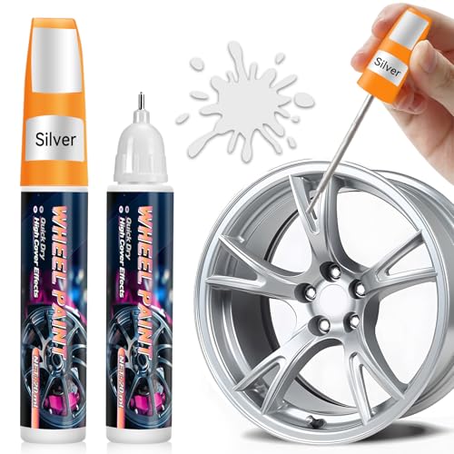 AstraVox Lot De 2 Efface Rayure Voiture, 20 ml Stylo Anti Rayure Voiture, 2-In-1 Conception, Peinture Jante, Efface Rayure Jante Alu Convient Aux Voitures, Motos, Facile à Utiliser, étanche (Argent)