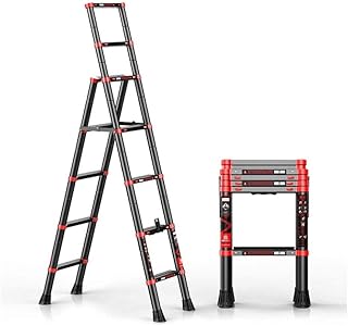 Telescoping Extension Ladder,5 Step Ladder Telescoping Ladder A-Frame Aluminum Extension Ladder Lightweight Portable Multi-Purpose Folding Ladder,330 Pound Load Capacity Comfortable Anniversary