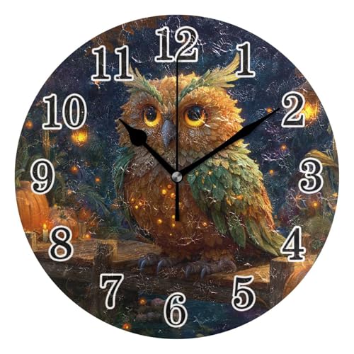 Pendule murale facile à lire avec motif de citrouille noire 25cm