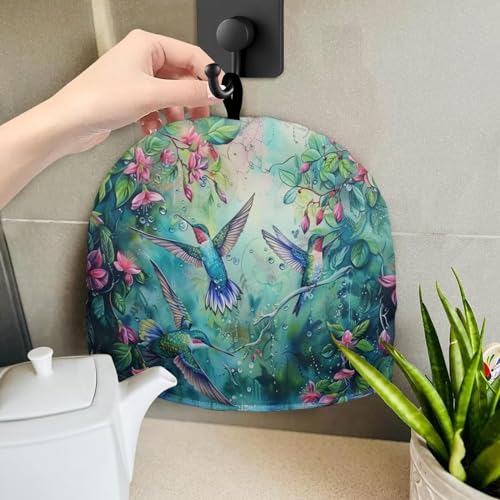Image of Hummingbird Tea Cozy for Teapot Insulated Floral Tea Pot Cover Kitchen Decoration Cattle Wildlife Thick Tea Pot Cozy for Keeping Warm