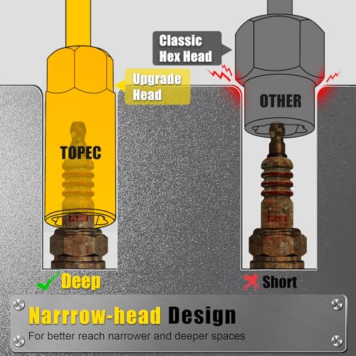 Image of Topec Locking Lug Nut Removal Tool, 7-Piece Wheel Lock Removal Kit | 15,17,19,21,22MM Deep Lug Nut Extractor, 1 /2 inch Drive Stripped Bolt Remover Socket Set