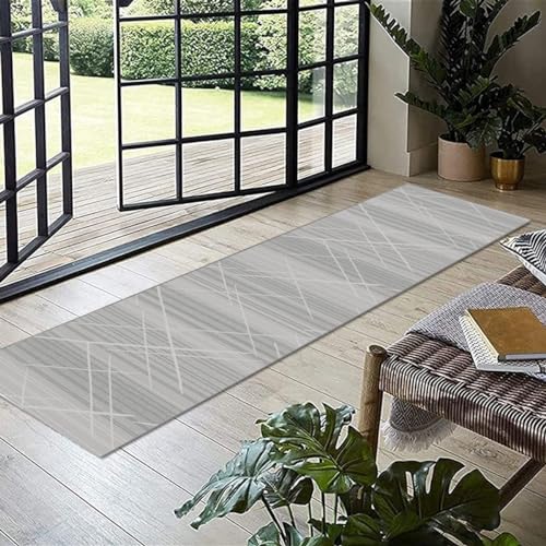 Tapis de couloir lavable antidérapant grand passage gris