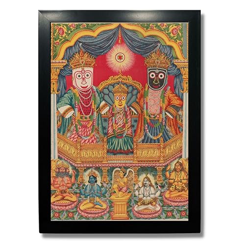 Image of Kagaz Kala - Vintage Art Prints - Hindu God Photos with Frames For Pooja Room Bedroom Living Room Decor Gifts Framed (Shri Jagannatha)