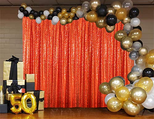 Sequin Curtains 2 Panels 2FTx8FT Glitter Sequin Backdrop Curtains Sequin Photo Backdrop Sequin Window Curtains Payette Sequin Curtain Panels Wedding Party Background Drapes (8FTX8FT, Coral)