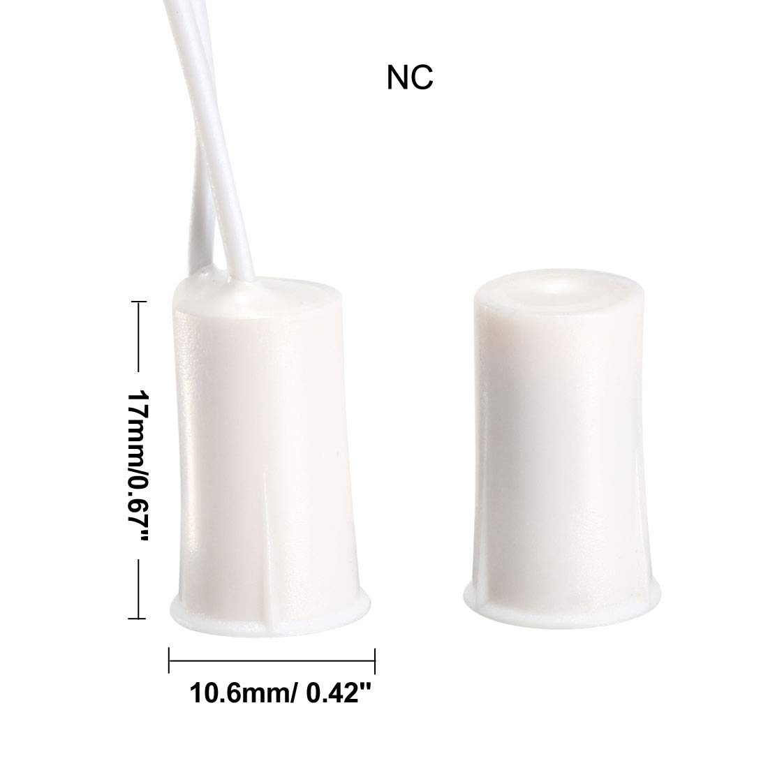 NC Sensor de Puerta de Ventana de Seguridad con Cable Empotrado, Alarma, Interruptor de láminas magnético, Blanco RC-33, 10 Uds.