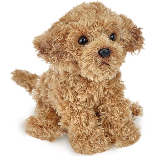 Bearington Dog Stuffed Animal - Puppy Realistic Stuffed Animals - Plush Dog Toys for Kids Goldendoodle Labradoodle Plushies - Caramel 14 Inch