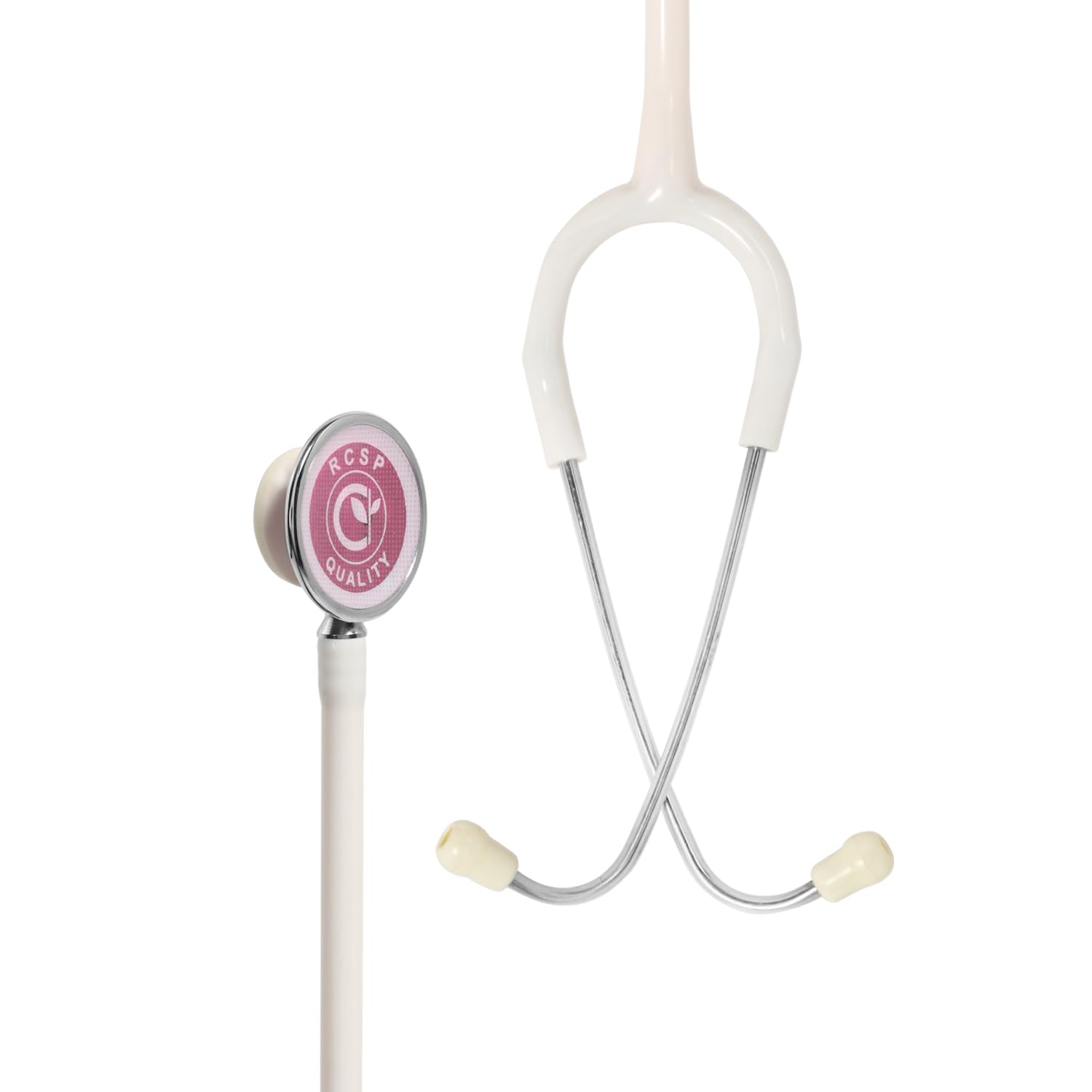 RCSP Stethoscope for Doctors and Professional Medical Student Light Weight Jointless Tube Soft Earknobe MICRO AL White Aluminium Chest Piece