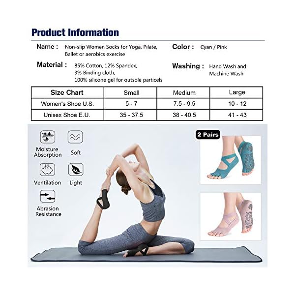Hylaea Yoga Socks for Women with Grip & Non Slip Toeless Half Toe Socks for Pilates Ballet Barre Dance Kickboxing