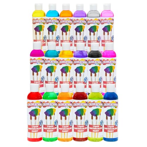 Colorations LW18 Liquid Watercolor Paint, 8 fl oz, Set of