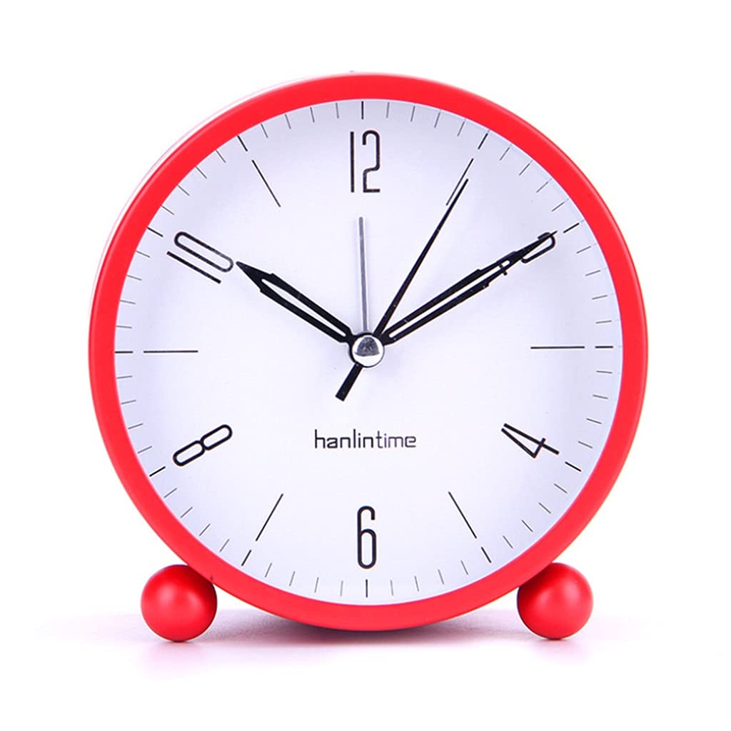 4 Inch Round Metal Clock Office Desktop Watch Table Clock Simple Bedroom Bedside Luminous Silent Alarm Clock Home