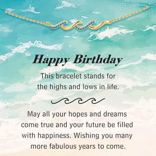 IEFLIFE Bracelets Gifts for Women- 14K Gold Plated Zirconia Wave Bracelets for Women, Birthday Retirement Gift for Mom Daughter Sister, Friendship Friend Birthday Gifts for Best Friend Sister Jewelry