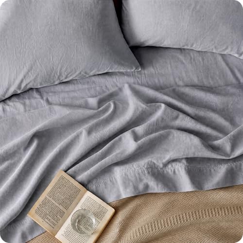 Image of Bedsure PureWoven Linen Sheets King Size, Cotton Linen Blend Sheets, 4PCS