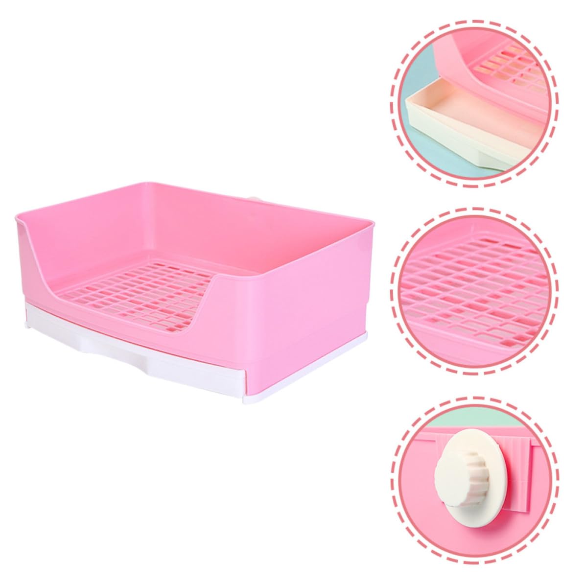 Happyyami Cassetta per Lettiera per Conigli e Porcellini D'india in Plastica Rosa Controllo Odori e Design di Perdite, per Soggiorni e Parchi