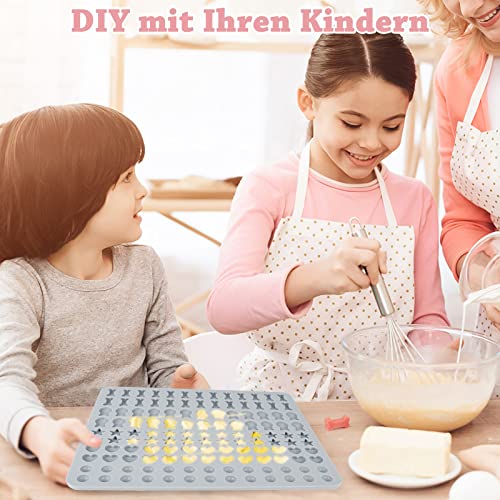 Backmatte Hundekekse Silikon Backmatte Hundeleckerlies 5 Formen in 1 BPA-freie Backunterlage Backform für DIY Hundekekse und Leckerlis (Hellgrau Blau, 130 Gitter, Halbkugel Fischgräte Stern Herzform)