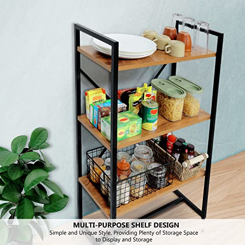 Image of ABOUT SPACE 3-Tier Bookshelf (3.5 ft) - Multipurpose Rack with Metal Frame&Adjustable Bush-DIY Open Display Rack /Storage Organizer Stand for Kitchen,Office,Bedroom,Living Room&Home Decor-60x30x105cm