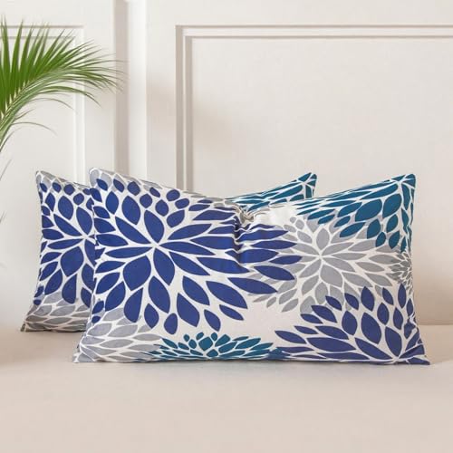 Miuyunya Lot de 2 Housse de Coussin Décorative Bleu Marine Velours 30x50 cm Taie d'oreiller Boheme...
