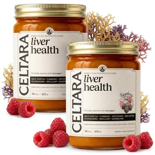 Celtara Liver Health Berries Blend Pack of 2 (2 x 16 oz) Spoonable Ready-to-Eat Wellness Ritual with Milk Thistle Turmeric Dandelion Root Schisandra & Sea Moss Berry Flavor Made in USA