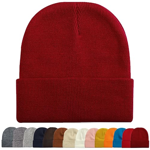 Image of ZOORON 1&2 Packs Beanie for Men Women Men's Beanie Hat Acrylic Knit Cuff Beanie Cap Slouchy Knit Skull Cap Warm Winter hat