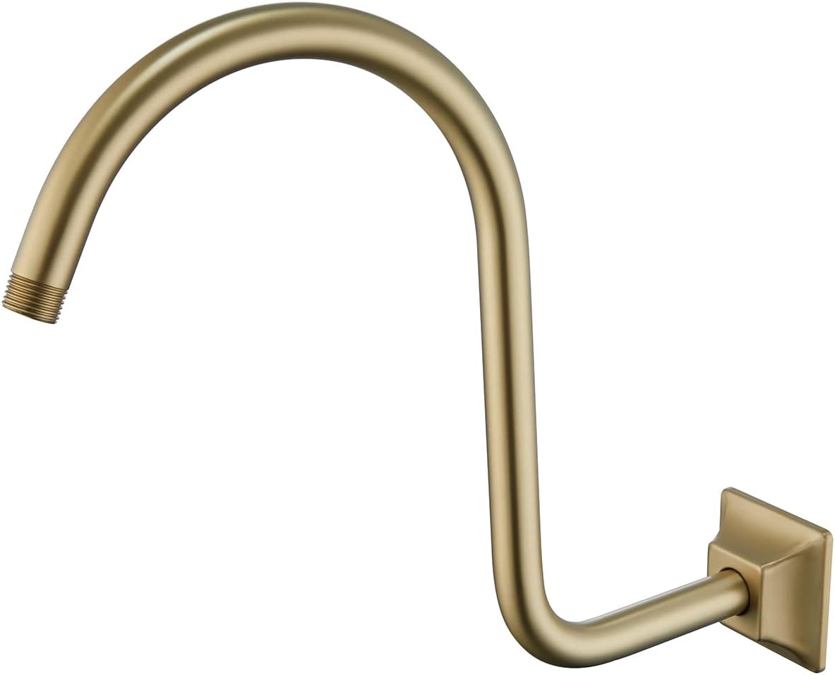 SEABEFORE 13 Inch SShape Shower Arm Gold Gooseneck Shower Head