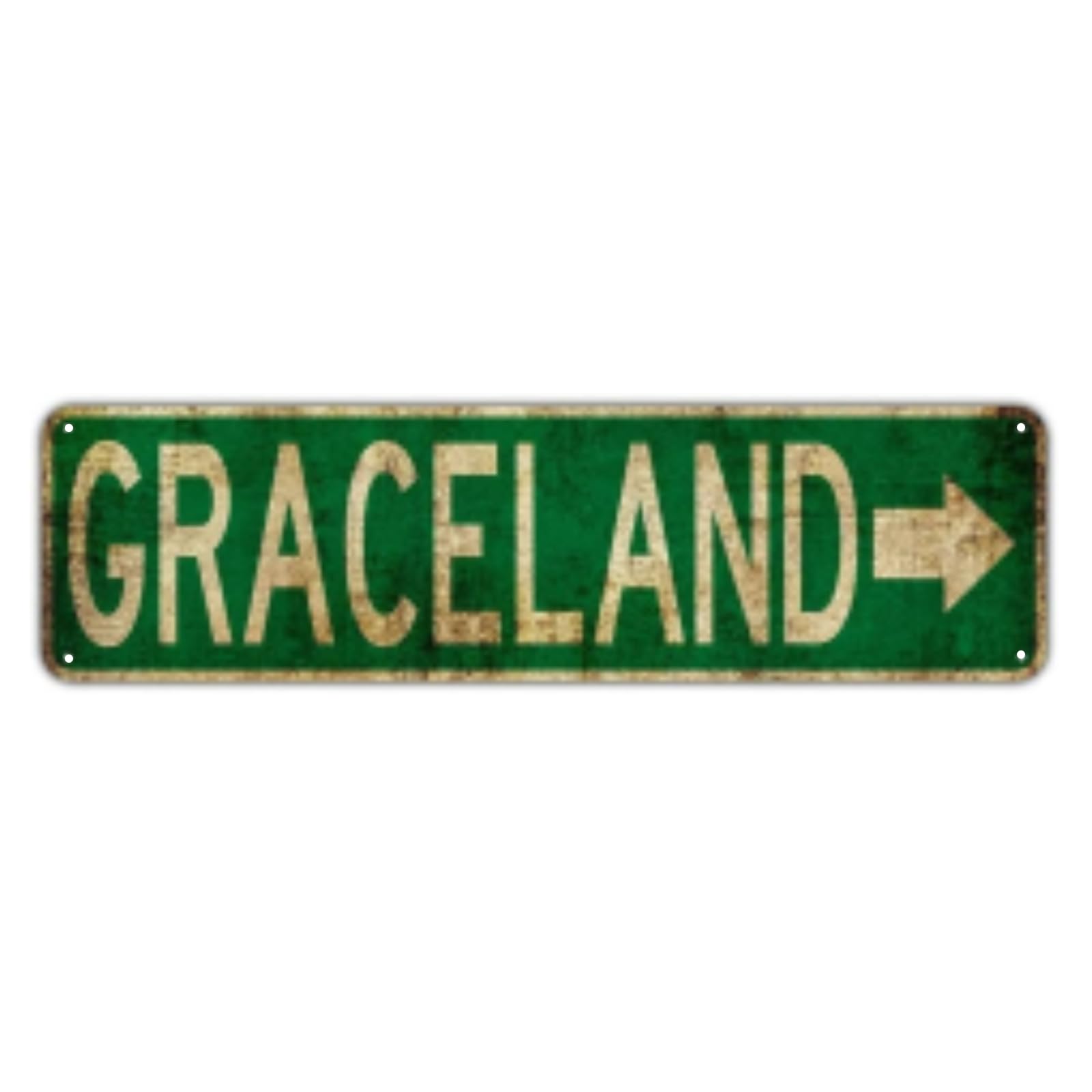 Graceland With Right Arrow Street Signs Vintage Sign Retro Wall Decor Novelty Man Cave Decoration 4x16 Inch