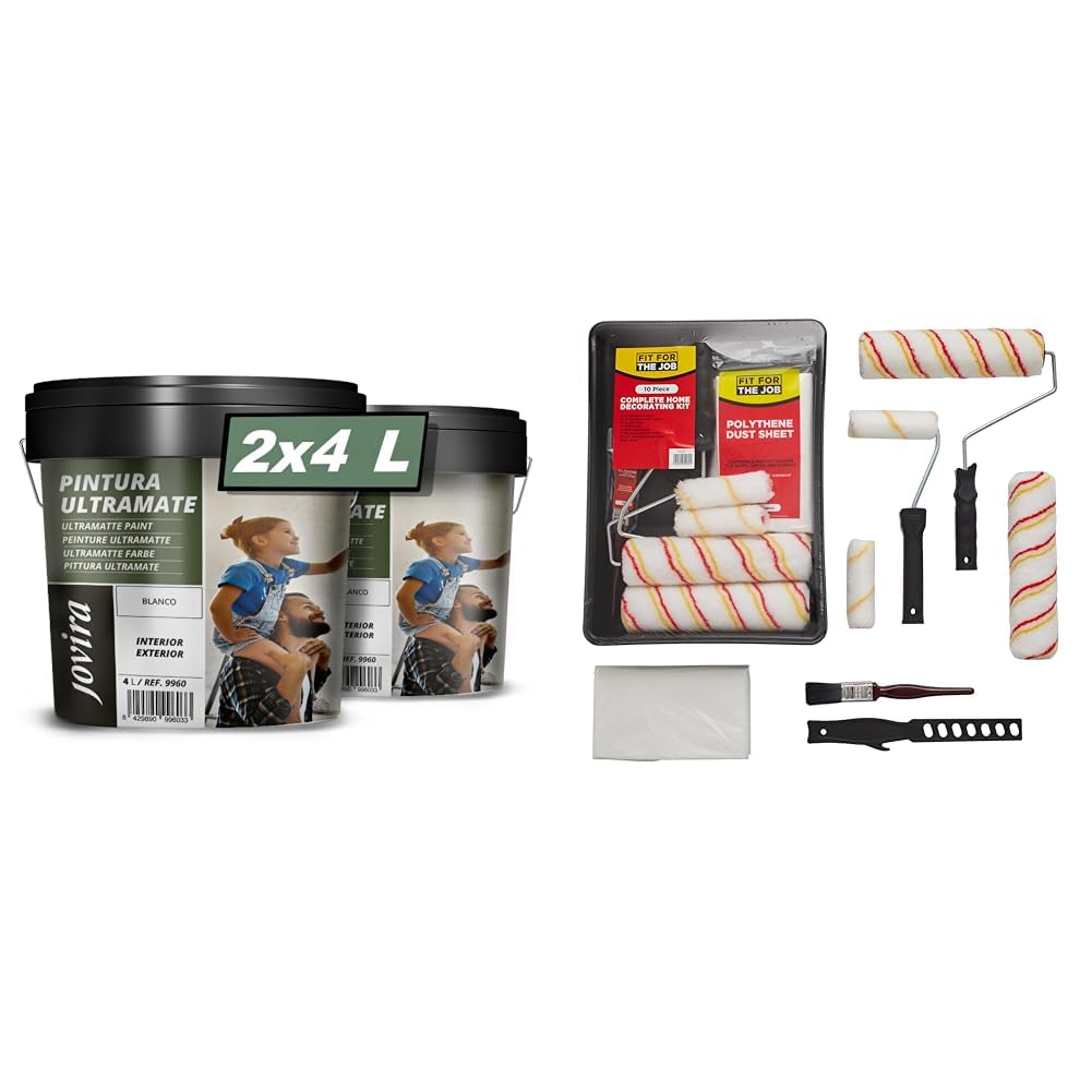Peinture blanche lavable JOVIRA PINTURAS anti-traces avec kit de masquage et application