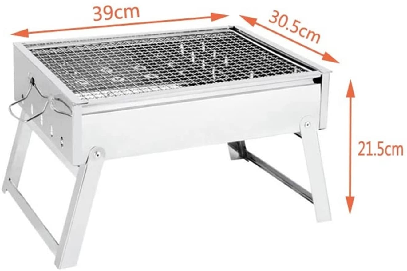 Grille Na Węgiel Drzewny Ze Stali Nierdzewnej, Turystyczne, Kempingowe, Grill Na Węgiel Drzewny Do Grillowania Na Świeżym Powietrzu, Srebrny Grill Piknikowy Na Węgiel Drzewny Do Grillowania